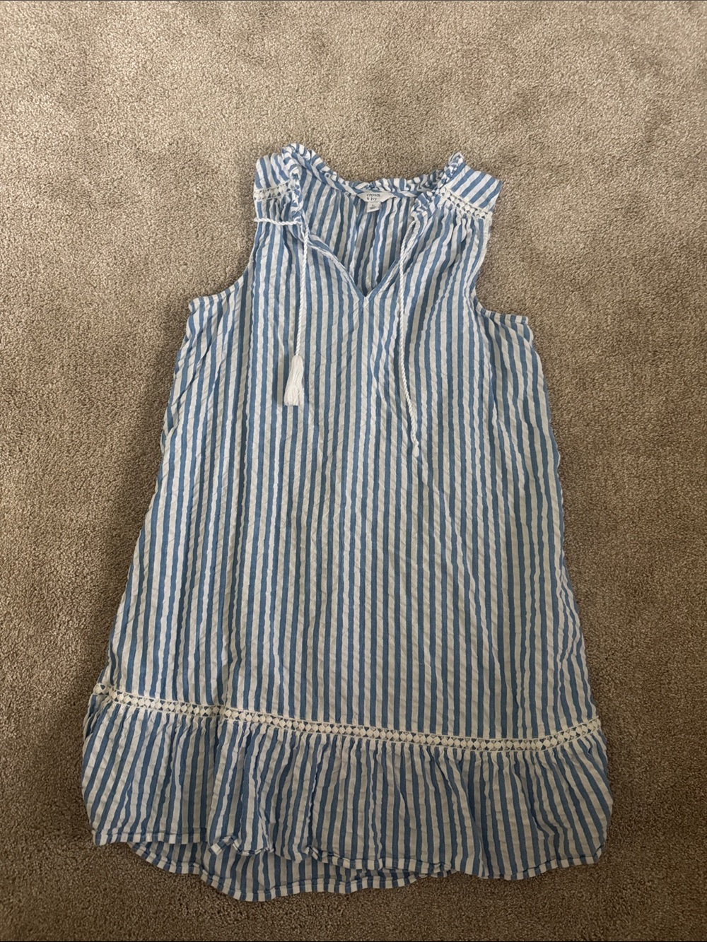 crown & ivy Blue and White Striped Sleeveless Mini Dress